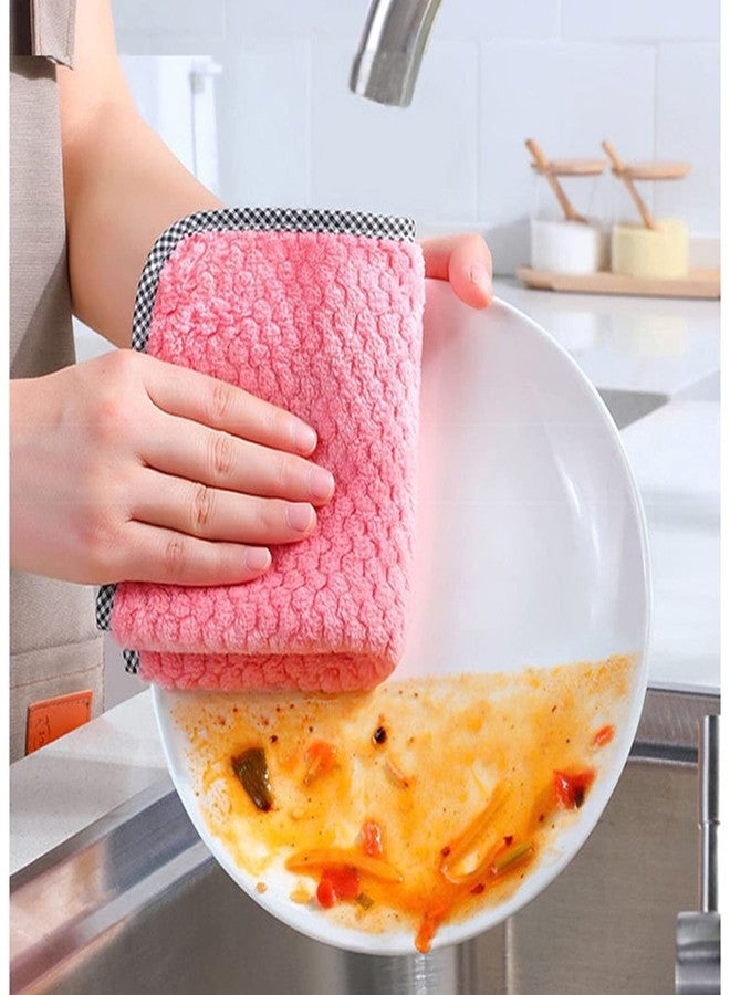 Mockery Kitchen Washcloths Super Absorbent Cleaning Cloth Dishwashing Hangable Rag Soft Towel, Multi-Purpose Cleaning Cloths, Wash Cloth for Home, Car, Window, Odor Stain Grease Free (Pink, Pack of 2) - Image 4